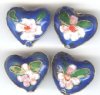 4 14x16mm Blue Cloisonné Hearts